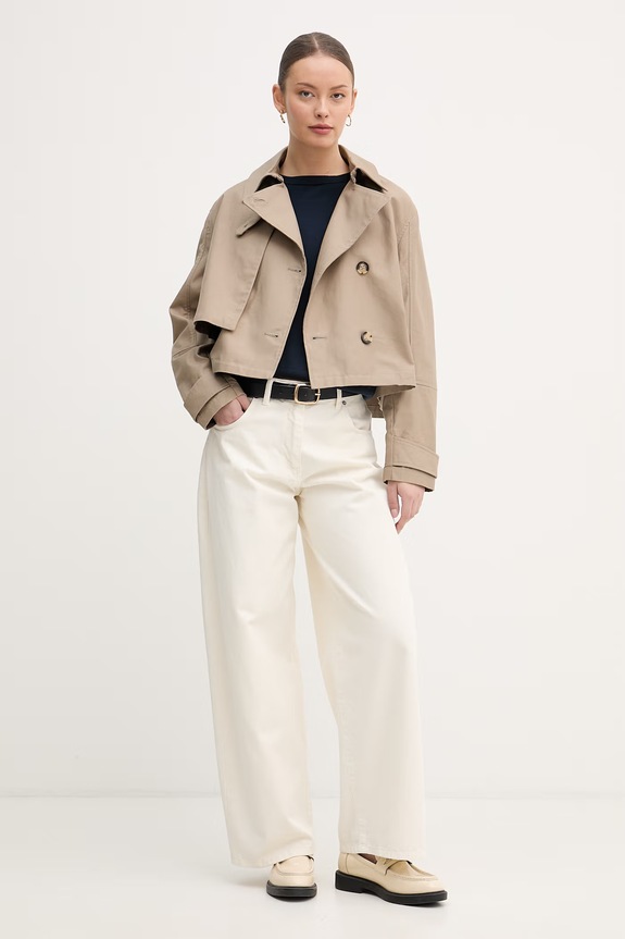 Tommy Hilfiger sveter dámsky s bavlnou WW0WW40099. tmavomodrá SS26