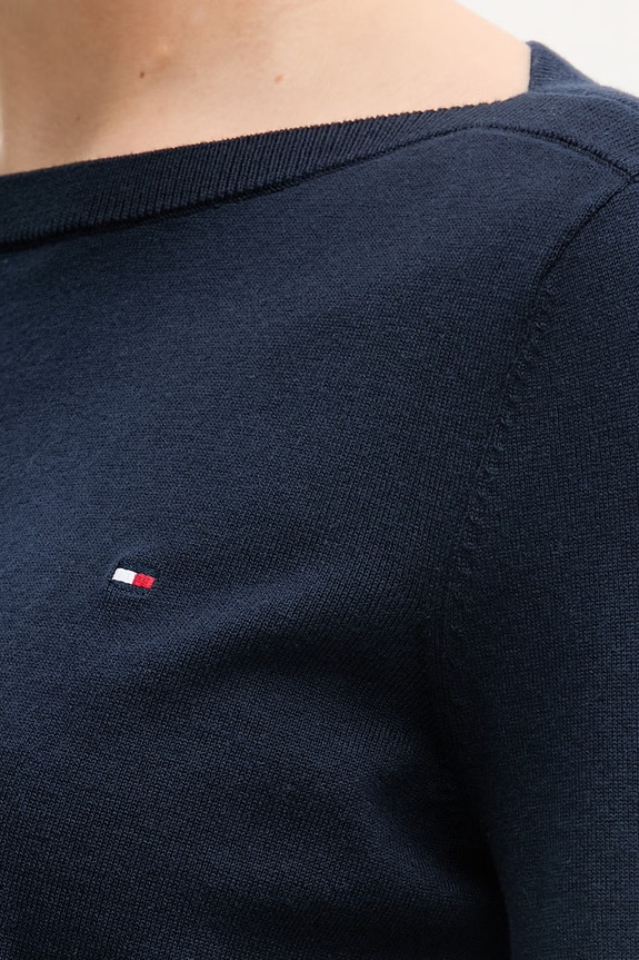 Tommy Hilfiger sveter dámsky s bavlnou WW0WW40099. tmavomodrá