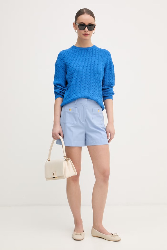 Tommy Hilfiger Πουλόβερ γυναικείο με βαμβάκι WW0WW48498 μπλε SS26