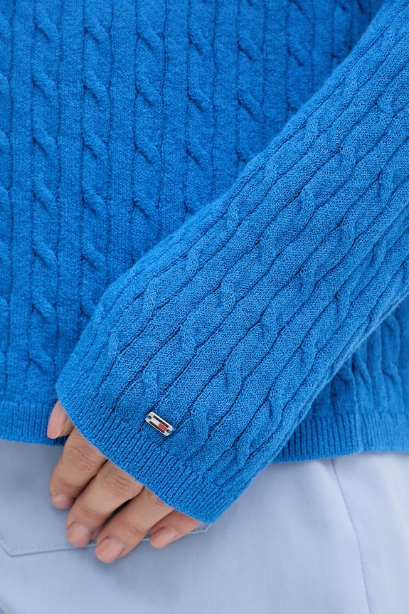 Tommy Hilfiger Πουλόβερ γυναικείο με βαμβάκι WW0WW48498 μπλε