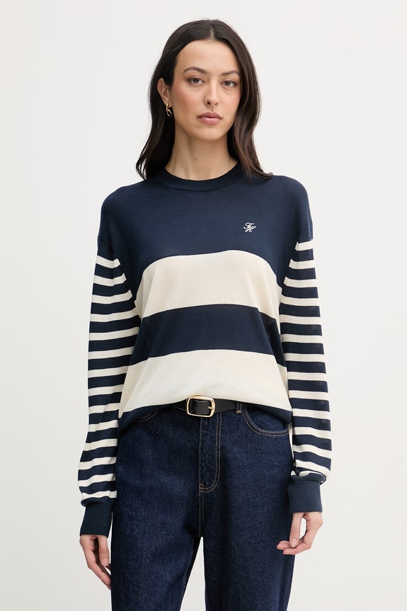 Tommy Hilfiger Pulover pentru femei, cu amestec de mătase bleumarin WW0WW48501