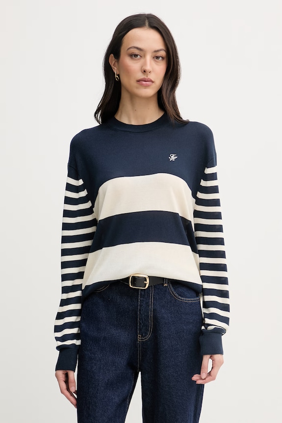 Tommy Hilfiger Pulover pentru femei, cu amestec de mătase bleumarin WW0WW48501