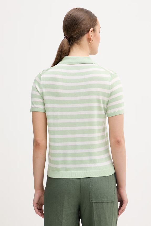 Oblečenie Tommy Hilfiger úpletové polo tričko dámske s prímesou hodvábu WW0WW48503 zelená