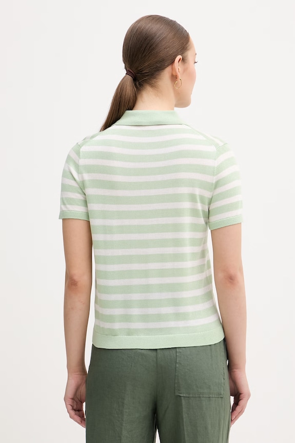 Oblečenie Tommy Hilfiger úpletové polo tričko dámske s prímesou hodvábu WW0WW48503 zelená