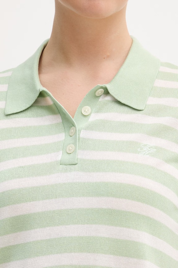 Tommy Hilfiger úpletové polo tričko dámske s prímesou hodvábu WW0WW48503 zelená