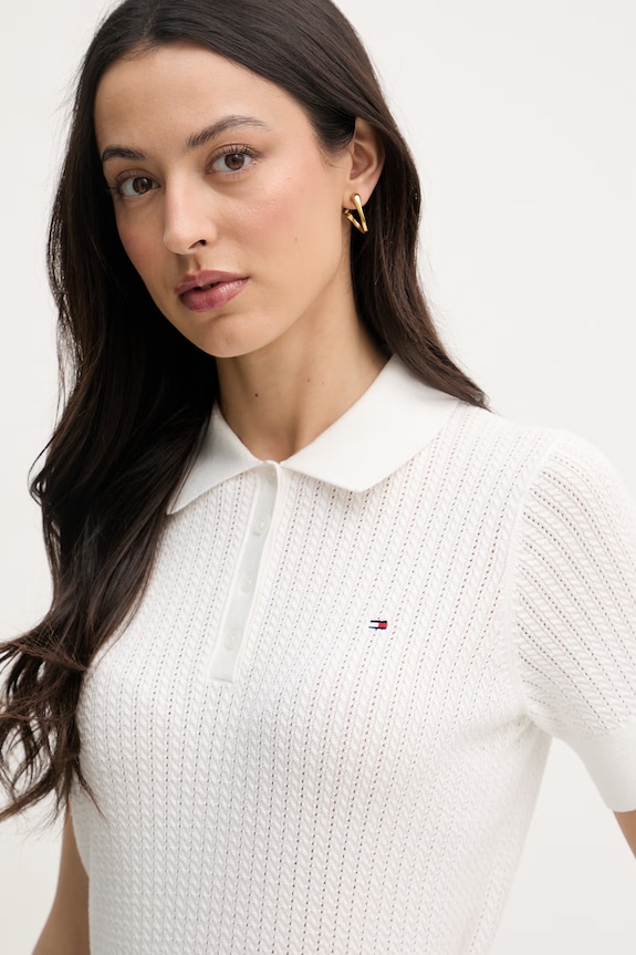 Tommy Hilfiger polo tričko dámske bavlnené biela WW0WW49362