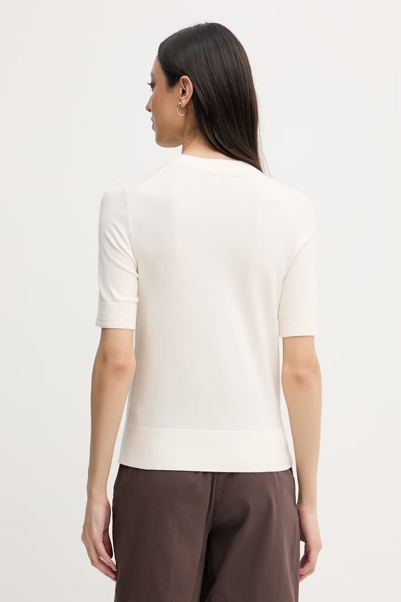 Îmbrăcăminte Tommy Hilfiger tricou tricotat pentru femei, cu bumbac WW0WW49705 bej