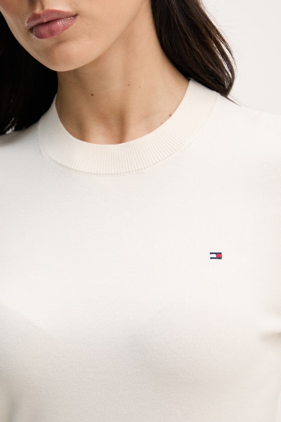 Tommy Hilfiger tricou tricotat pentru femei, cu bumbac WW0WW49705 bej