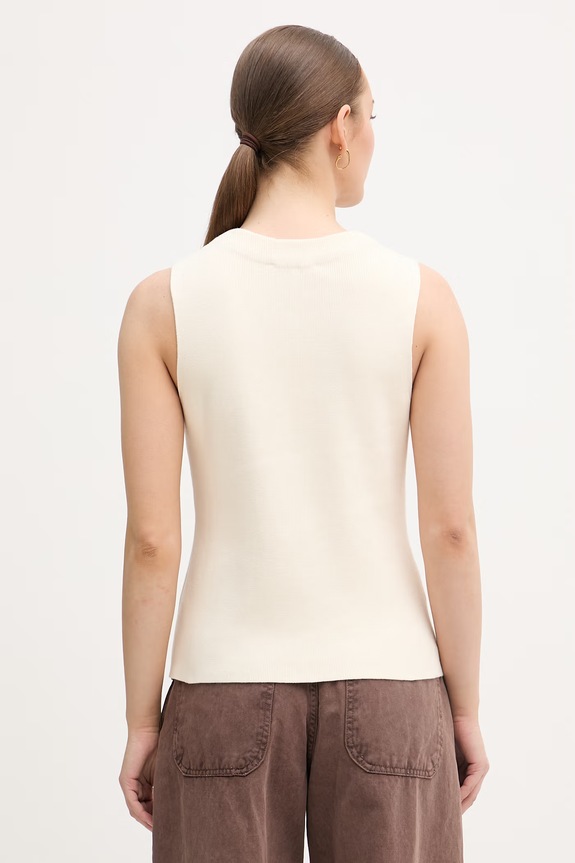 Oblečenie Tommy Hilfiger vesta dámska bavlnená WW0WW49707 béžová