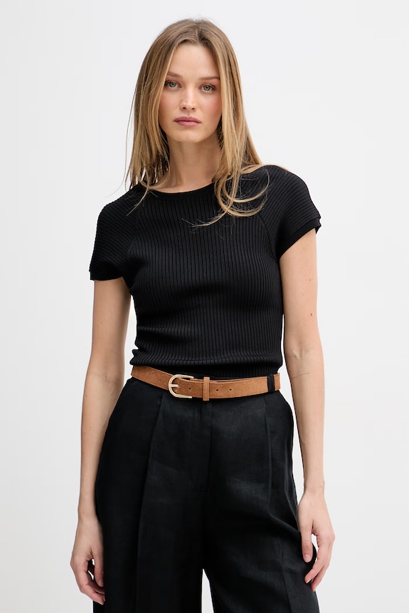 Tommy Hilfiger tričko dámske s viskózou čierna WW0WW48477
