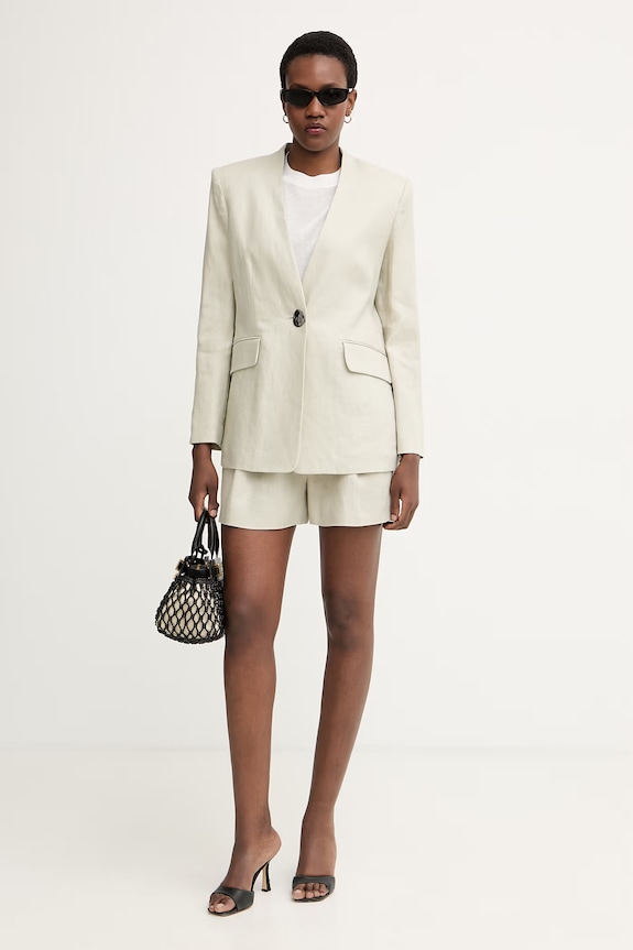 Armani Exchange sveter s krátkym rukávom dámsky s prímesou ľanu XW001912.AF21575 béžová SS26