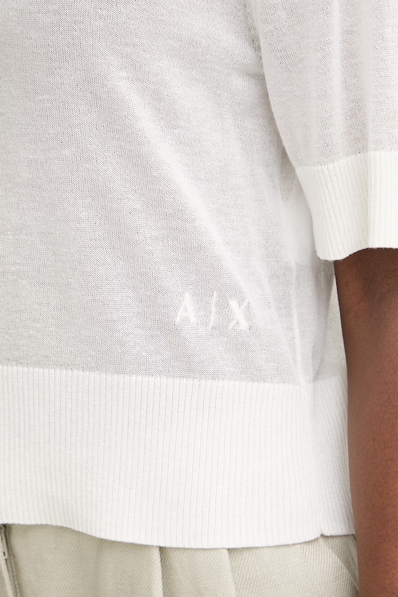 Armani Exchange sveter s krátkym rukávom dámsky s prímesou ľanu XW001912.AF21575 béžová