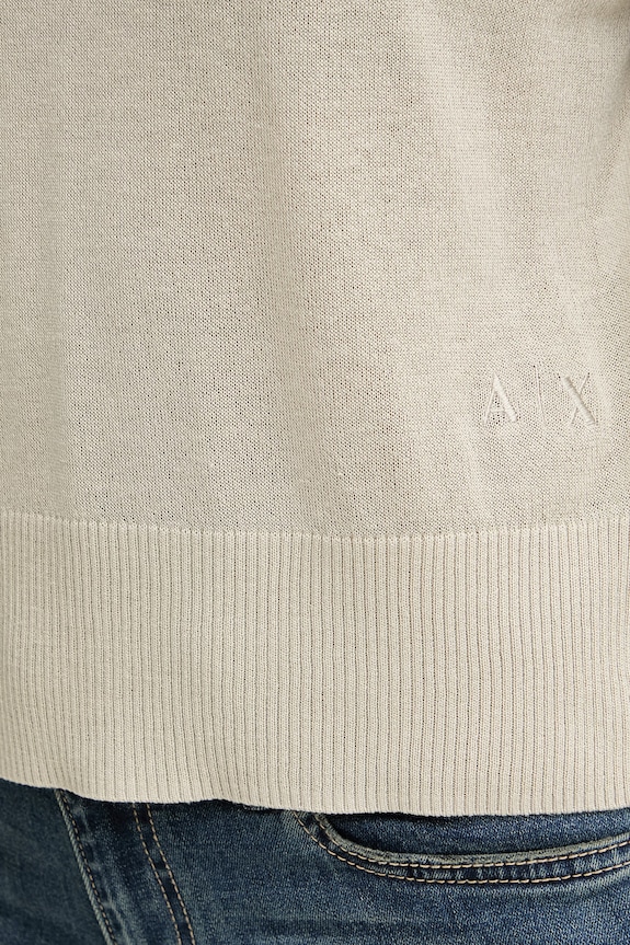 Armani Exchange sveter s krátkym rukávom dámsky s prímesou ľanu XW001912.AF21575 béžová
