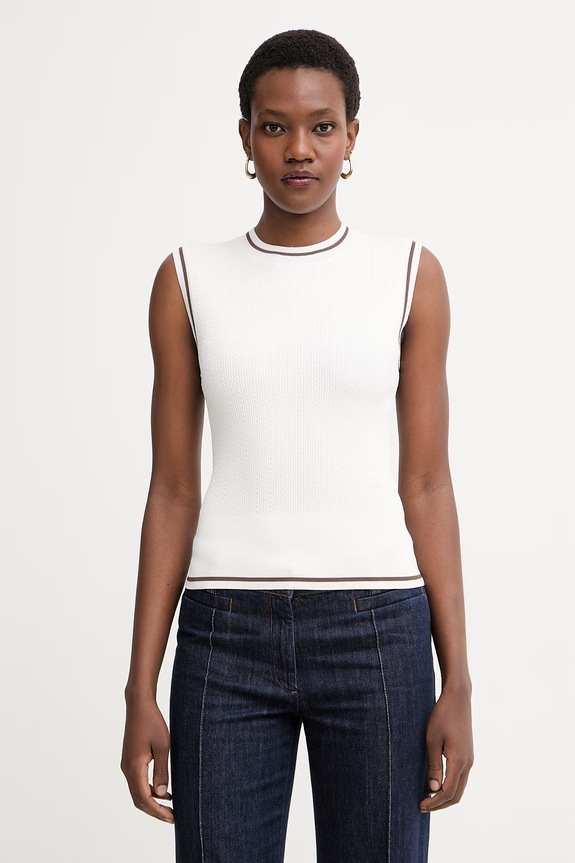 Armani Exchange top pentru femei, cu vâscoză bej XW002243.AF10352