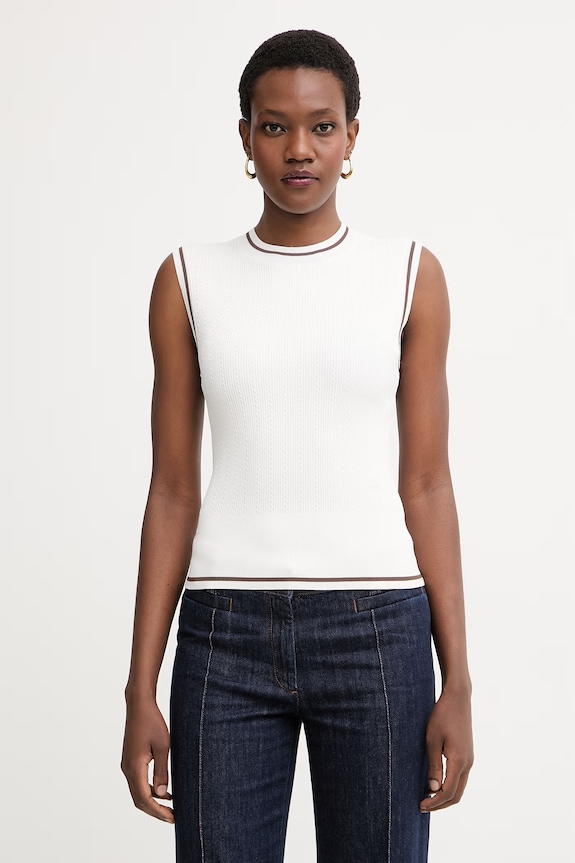 Armani Exchange top pentru femei, cu vâscoză bej XW002243.AF10352