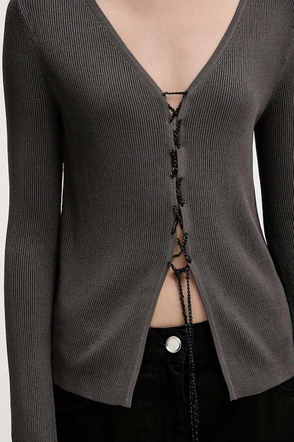 Miss Sixty cardigan pentru femei, cu amestec de mătase 6M1RJ13000 gri