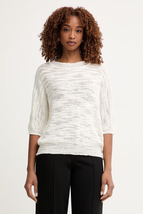 BOSS sweter damski z lnem Farofano beżowy 50557581