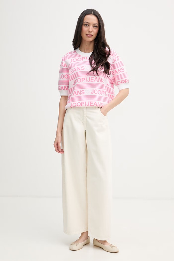Joop! tricou tricotat pentru femei, din bumbac 30102055 alb SS26