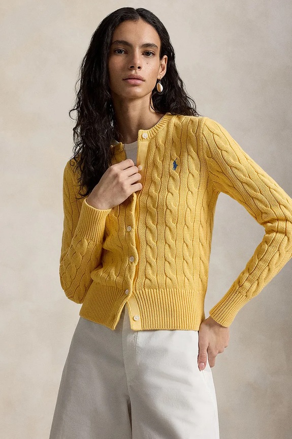Polo Ralph Lauren COTTON-LSL-CRD cardigan cotton Women's yellow 211971868507