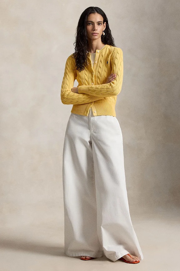 Clothing Polo Ralph Lauren COTTON-LSL-CRD cardigan cotton Women's 211971868507 yellow