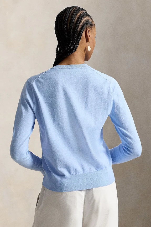 Polo Ralph Lauren PIMA COTTON-LSL-CRD жилетка дамска с памук 211971871504 син SS26