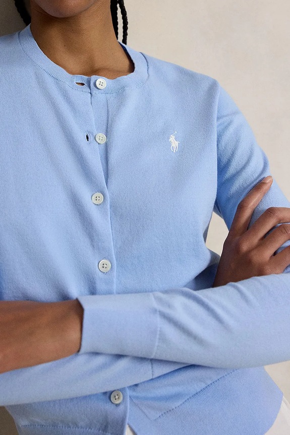 Polo Ralph Lauren PIMA COTTON-LSL-CRD жилетка дамска с памук син 211971871504