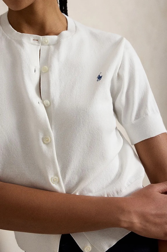 Polo Ralph Lauren cardigan de damă din bumbac alb 211A12718001