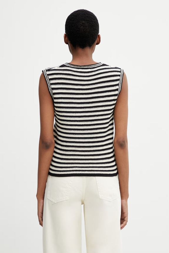 Дрехи Anine Bing LOWEN SWEATER - BLACK AND IVORY STRIPE блуза дамска с памук на райе A.09.11919.MTL81 черен