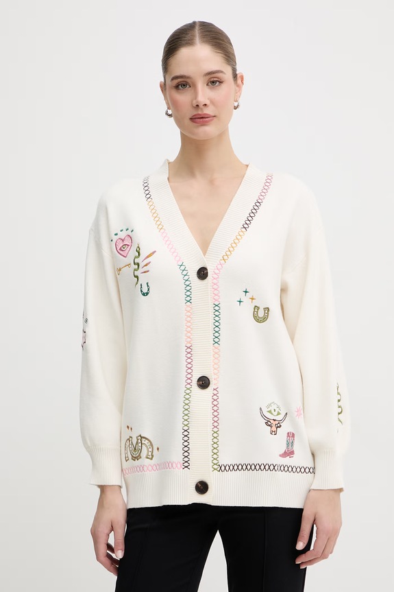 Never Fully Dressed cardigan da donna beige NFDKN836
