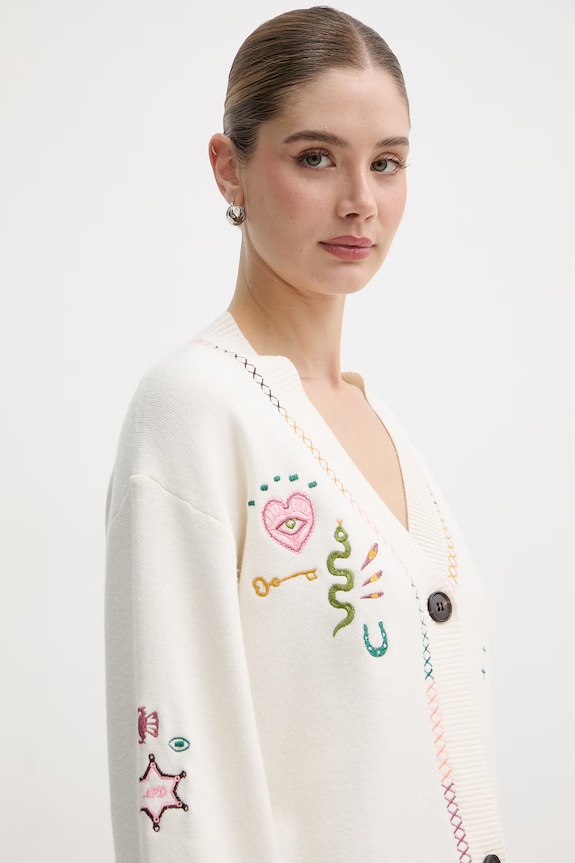 Never Fully Dressed cardigan da donna beige NFDKN836