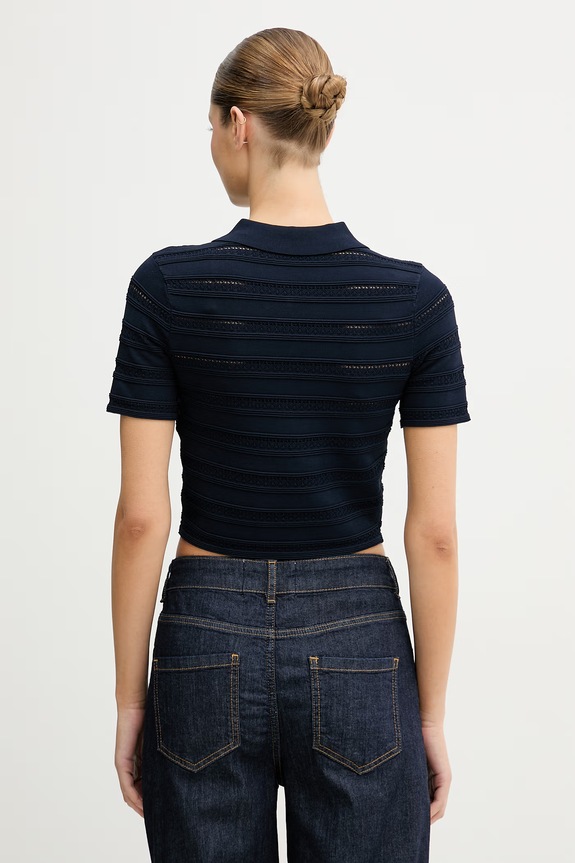 Oblečenie Blugirl Blumarine polo tričko dámske s viskózou RA6052.MA89R tmavomodrá