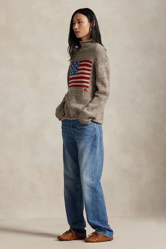 Ρούχα Polo Ralph Lauren ημιζιβάγκο γυναικείο με μαλλί 211978328 καφέ