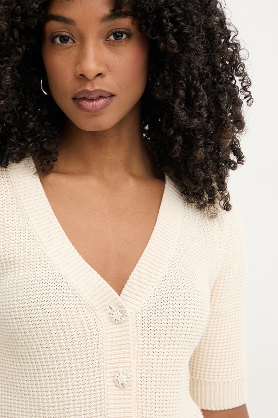 Morgan kardigan damski bawełniany beżowy MYRTILE