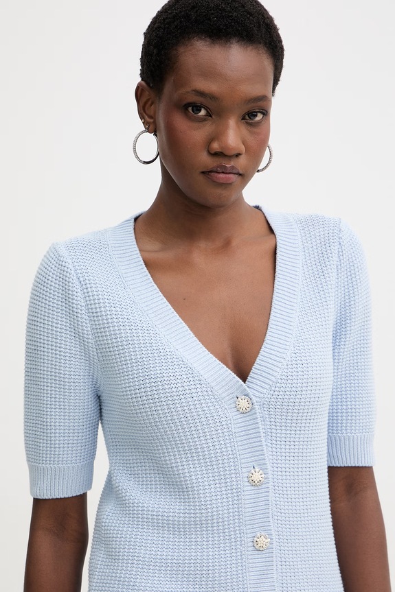 Morgan kardigan damski bawełniany niebieski MYRTILE