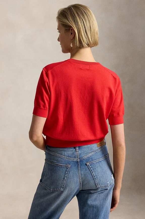 Polo Ralph Lauren cardigan pentru femei, din bumbac 211A12718 rosu SS26