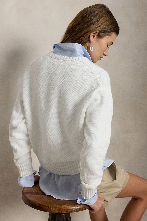 Polo Ralph Lauren pulover pentru femei, din bumbac 211A12723 alb SS26