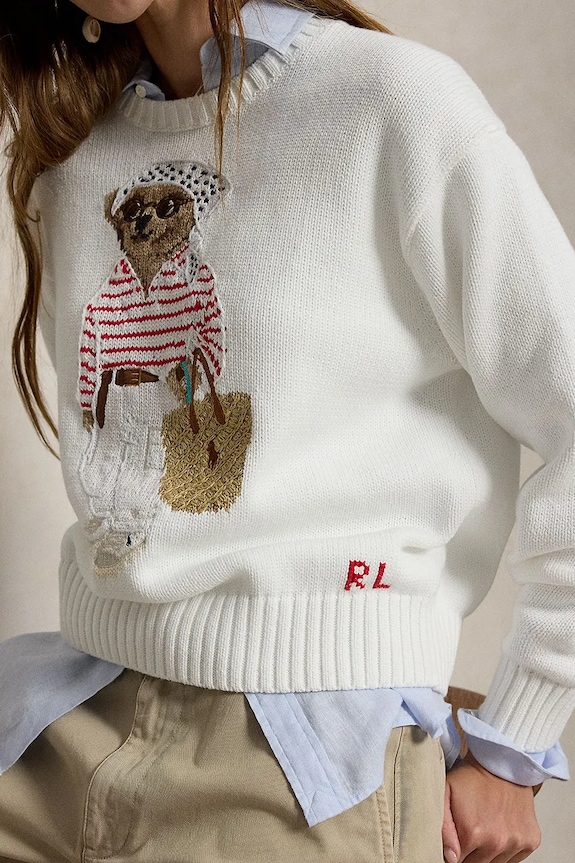 Polo Ralph Lauren pulover pentru femei, din bumbac alb 211A12723