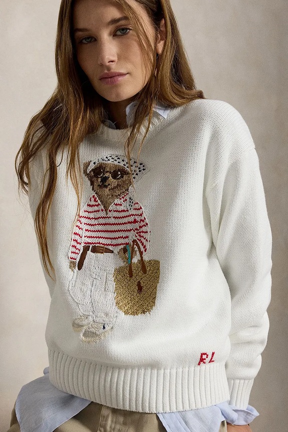 Polo Ralph Lauren pulover pentru femei, din bumbac 211A12723 alb