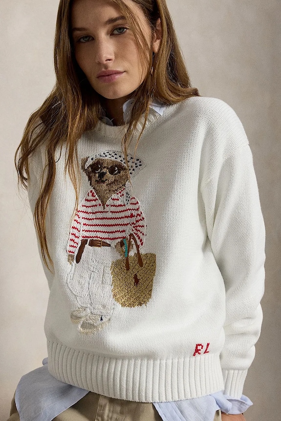 Polo Ralph Lauren pulover pentru femei, din bumbac 211A12723 alb