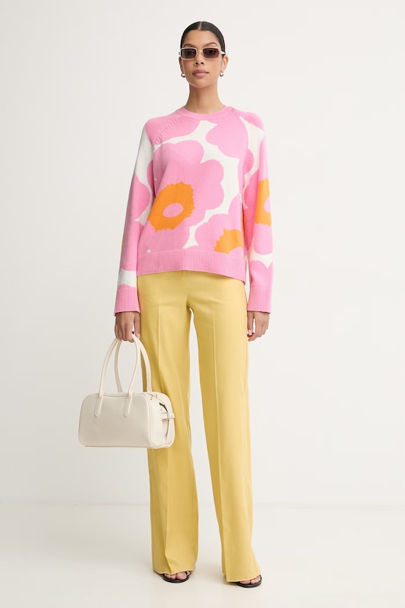 Marimekko pulover pentru femei, din bumbac 095493 roz SS26