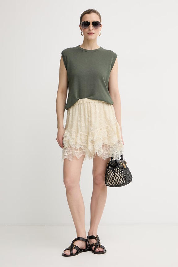 United Colors of Benetton τοπ γυναικείο με λινό 1EKQD10H2 πράσινο SS26