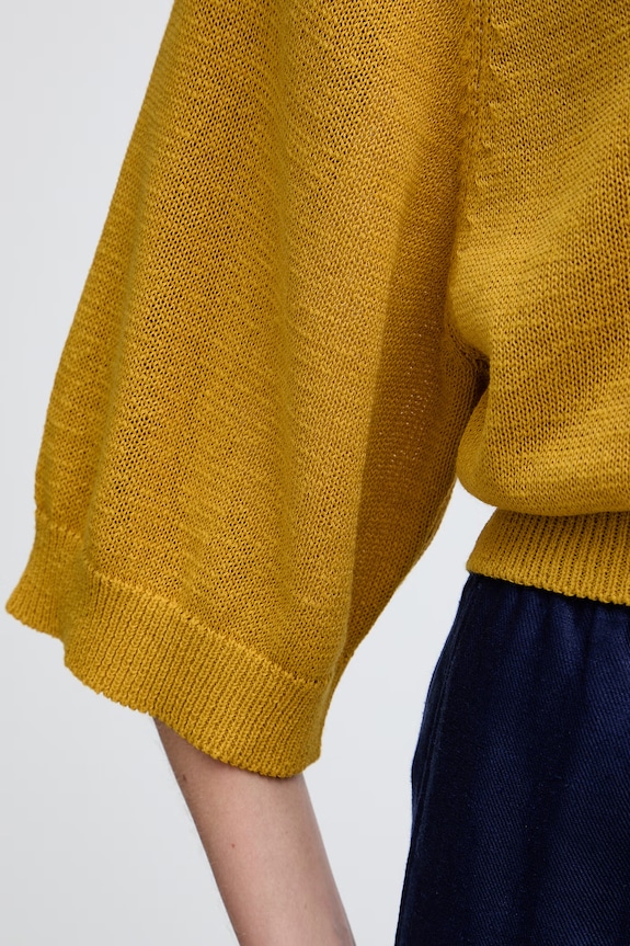 United Colors of Benetton maglione da donna con misto lino 1MMXD10H6 giallo