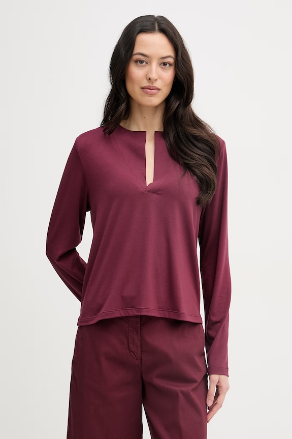 United Colors of Benetton tričko s dlhým rukávom dámske burgundské 3TVRD4025