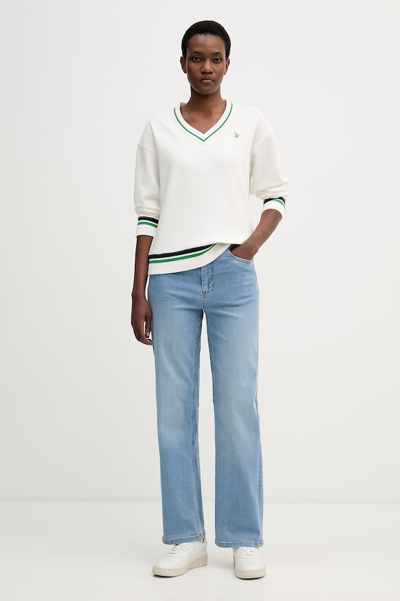 U.S. Polo Assn. bluza damska z wiskozą V Neck WUP2282 beżowy SS26
