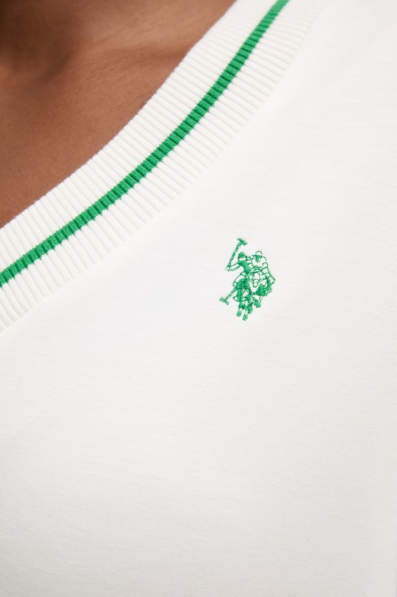 U.S. Polo Assn. bluza damska z wiskozą V Neck WUP2282 beżowy