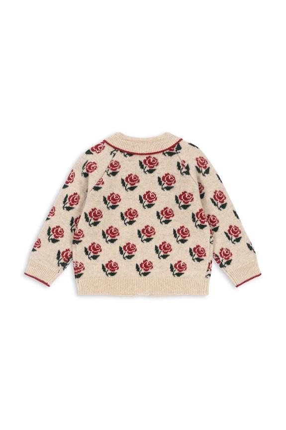 Dievča Detský kardigan s prímesou vlny Konges Sløjd BELOU KNIT COLLAR CARDIGAN KS104226.PreSpring béžová