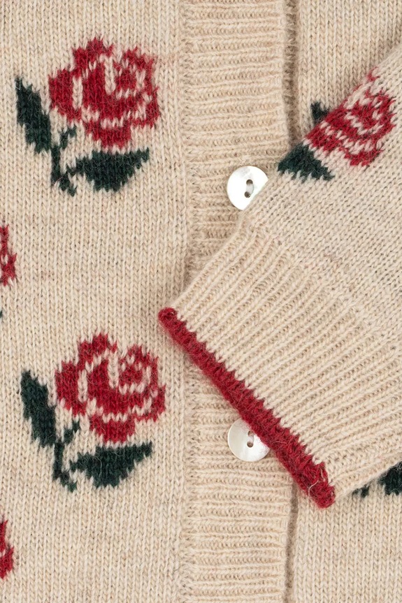 Detský kardigan s prímesou vlny Konges Sløjd BELOU KNIT COLLAR CARDIGAN KS104226.PreSpring béžová