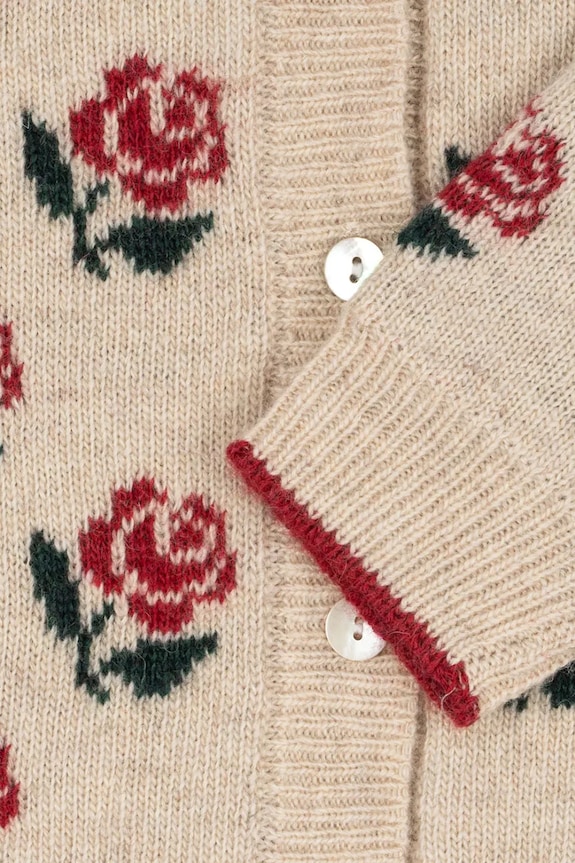 Detský kardigan s prímesou vlny Konges Sløjd BELOU KNIT COLLAR CARDIGAN KS104226.PreSpring béžová