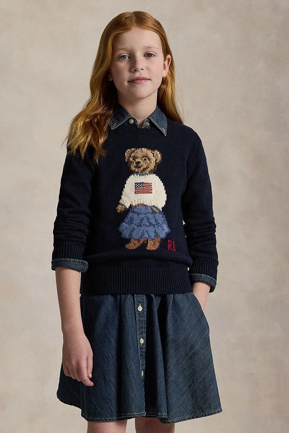 Polo Ralph Lauren sweter bawełniany dziecięcy pozostałe granatowy 313702268001