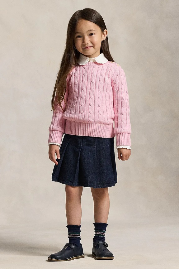 Дитячий бавовняний светр Polo Ralph Lauren рожевий 312901316010